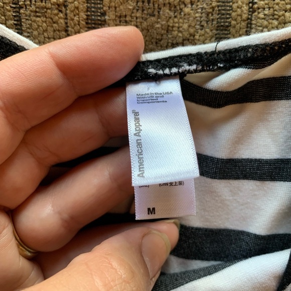 Y2K American Apparel Black White Striped Midi Dress Rachel Friends Gilmore Girls - Picture 9 of 12